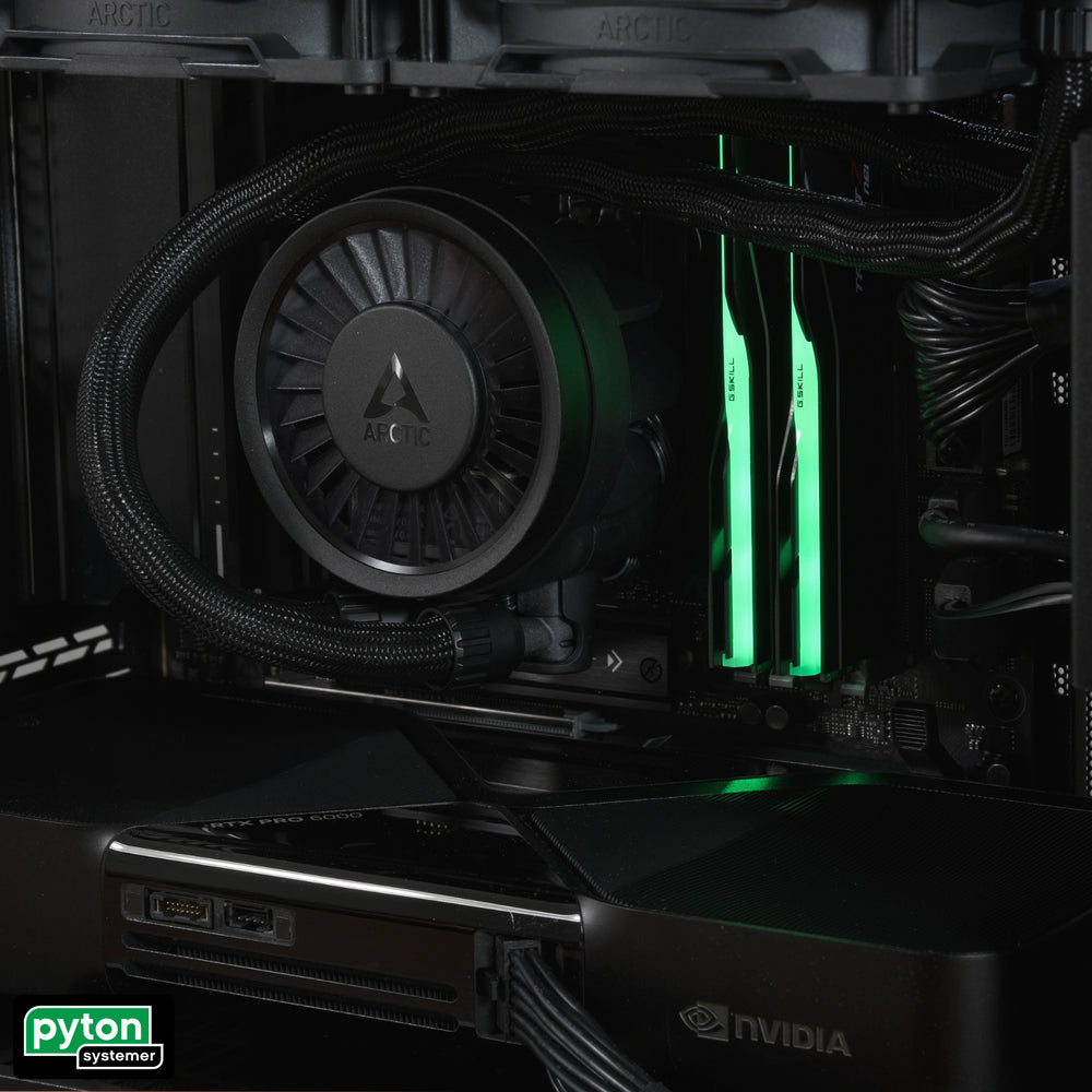 Pyton Systemer Logos AI - 9950X3D, RTX PRO 6000 Blackwell 96GB, 128GB DDR5, 2+8TB